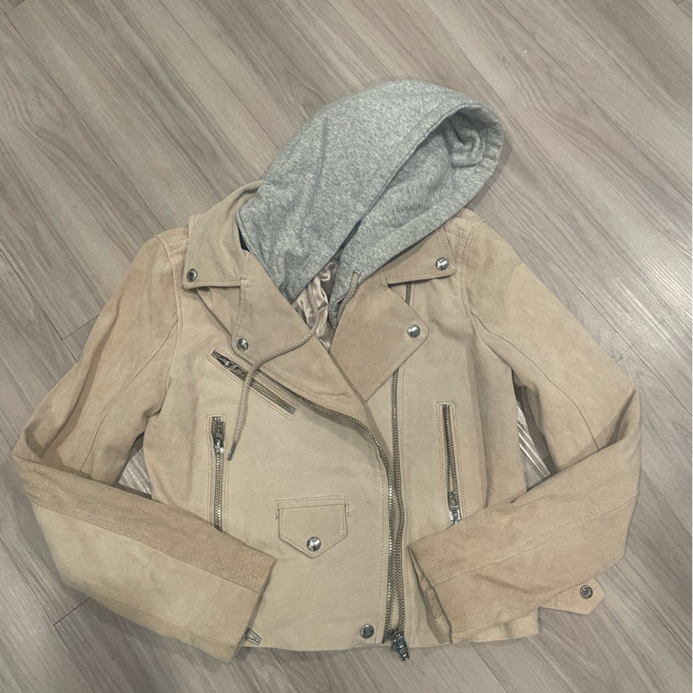 Blank NYC Beige/Blush Jacket with Light Gray Hood